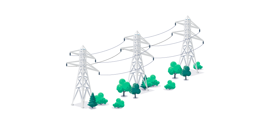 Illustration of high voltage transmission lines